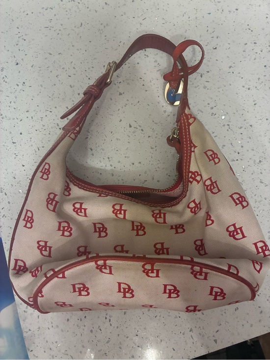 Dooney & Bourke Handbags - Dooney and Bourke  Logo Print Red & Cream Shoulder Bag
